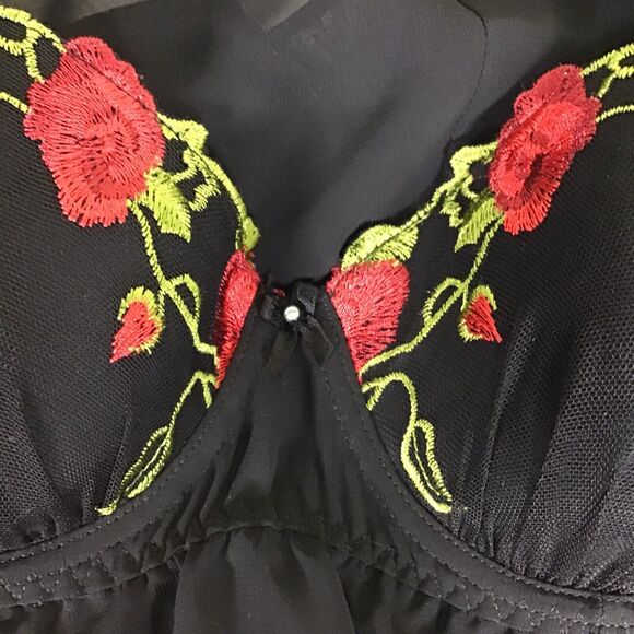 Morgan Taylor Women Vtg Sexy Black Sheer Babydoll nightgown & Thong  Sz. Sm NWT - Picture 6 of 10